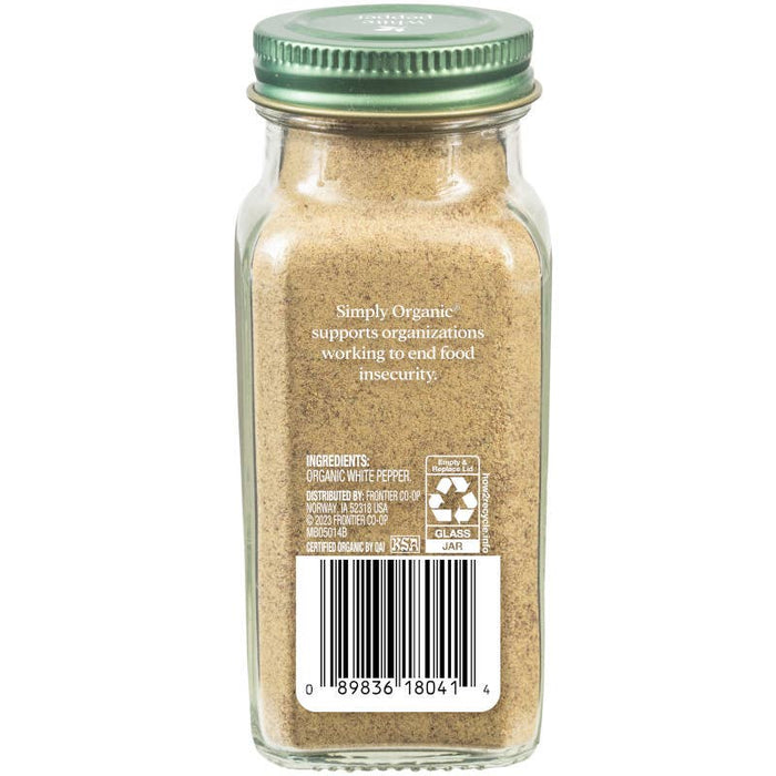 Pure White Pepper, Certified Organic, Kosher, 2.86 Oz