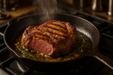 lamb leg steak being cooked